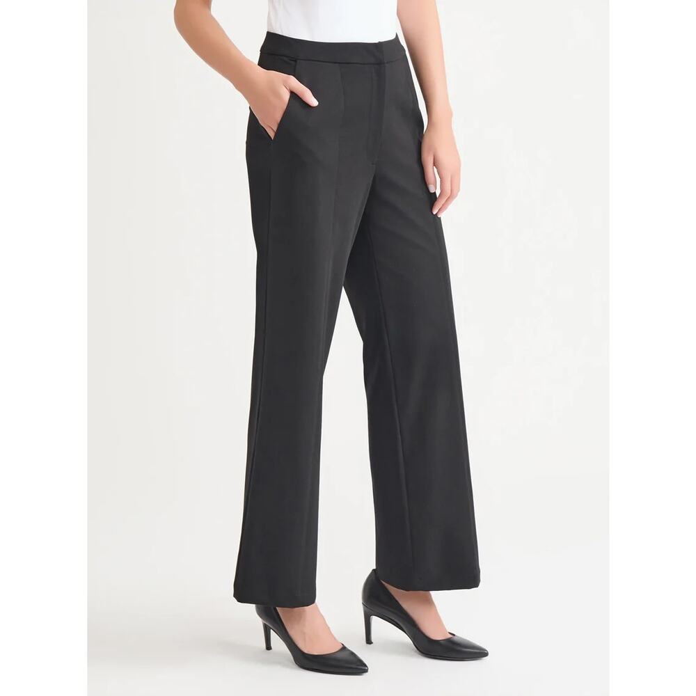 Misook Collection Pants Women's Sz 6 Black Naomi Stretch Ponte Wide Leg Trouers